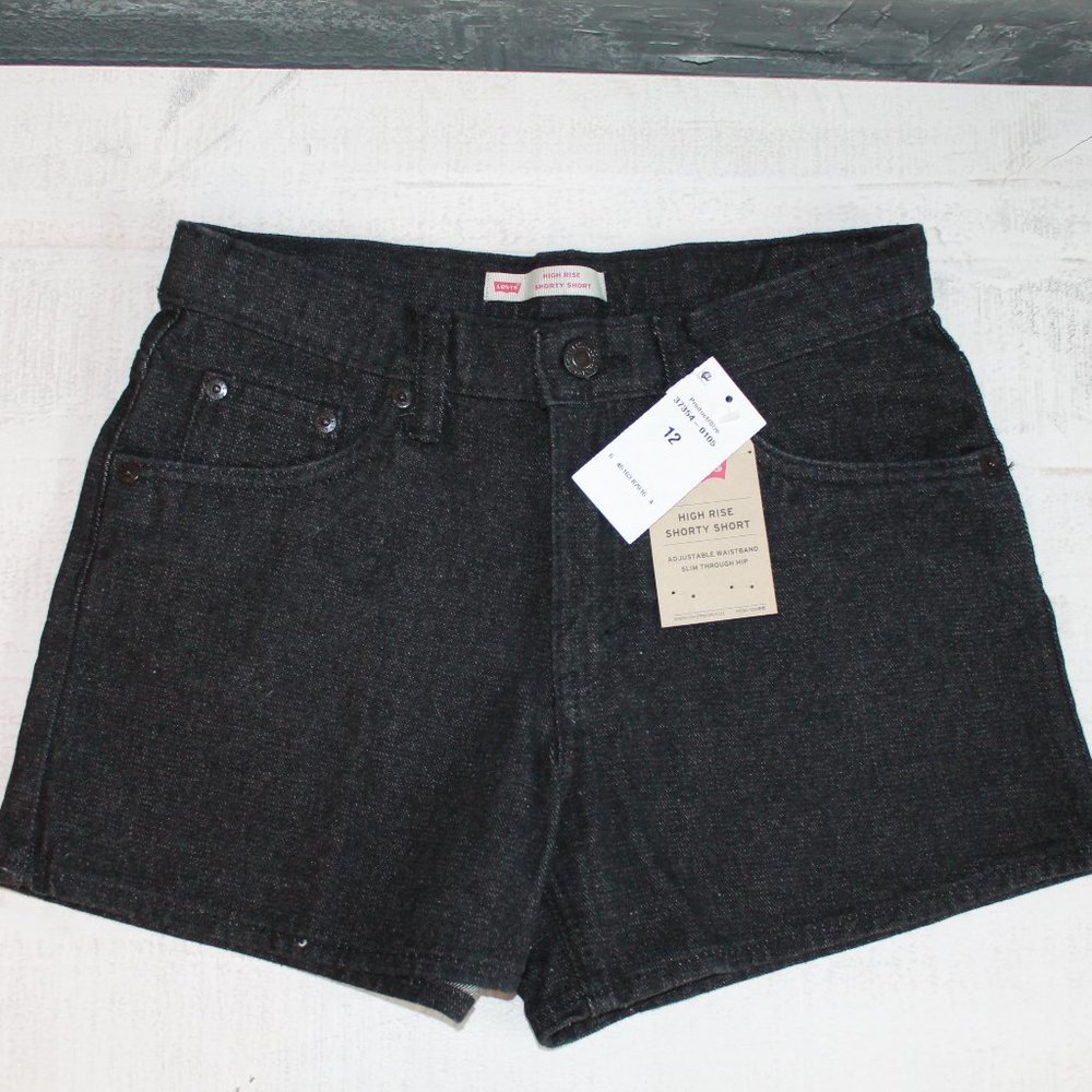 Levi's black denim shorts. Size 12 reg kids. High rise. NWT